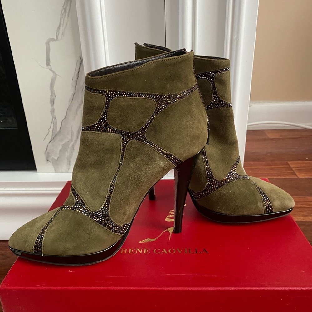 Rene Caovilla Green Suede Crystal Boots sz 39 - Picture 4 of 8